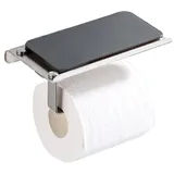 Mikoquette Toilettenpapierhalter ohne Bohren, Edelstahl Toilettenpapierrollenhalter, Ablage für Rolling Papers, für Küche und Badezimmer, Silber