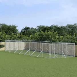 vidaXL Outdoor-Hundezwinger 4 x 16 x 2 m Stahl Silber
