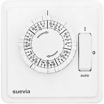 SUEVIA SU280439 Unterputz-Zeitschaltuhr analog Wochenprogramm 1200 W IP20 EIN/AUTO/AUS-Programm