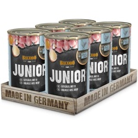 BELCANDO Nassfutter für Hunde, Junior Geflügel mit Ei, 6X 400g Dose, Hundefutter nass, für alle Rassen, Made in Germany