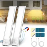 Led-küchenleuchte, Kabellose, Per Usb Wiederaufladbare Schrankleuchte, 6000k Led-unterbauleuchte Für Die Küche, Magnetisch Dimmbar Mit Bewegungssensor Für Schrank, Treppenhaus, Küche (20cm2 Packung)
