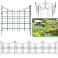 Fiqops 20 Stück Teichzaun, Teichzaun steckzaun mit 20 Zaunelemente und 24 Gartenzaun Metall, Befestigungsstäben zierzaun, Gitterzaun Set ür den Garten, Zaun für Hunde, Unterbogen