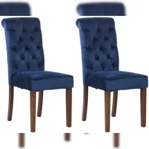 deluke Esszimmerstuhl WALES Samt blau 2er Set