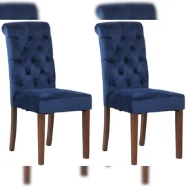 deluke Esszimmerstuhl WALES Samt blau 2er Set