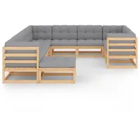 vidaXL 11-tlg. Garten-Lounge-Set mit Kissen Kiefer Massivholz