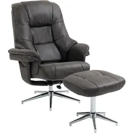 Duo Collection Relaxsessel Burnaby Mikrofaser 82 x 108 x 90 cm Grau mit Hocker und Relaxfunktion