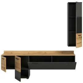 MID.YOU Wohnwand Goal - grau ¦ Maße (cm): B: 195 H: 196 T: 37.0