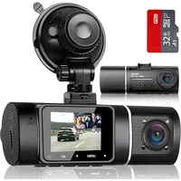 ABASK Dashcam Auto 1080P Dash Cam Vorne Innen mit 32GB SD-Karte, 310° Weitwinkelansicht, Autokamera mit Parküberwachung, Bewegungserkennung, Infrarot Nachtsicht, G-Sensor, Loop-Aufnahm, HDR, Akku