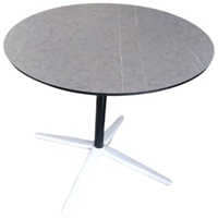 CasaDolce Esstisch BARONI, grau, 110x110x75 cm, runde Tischplatte, Marmormuster, Metallbeine
