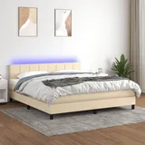 vidaXL Boxspringbett mit Matratze & LED Creme 180x200 cm Stoff