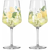 Ritzenhoff & Breker RITZENHOFF Cocktailglas Limoncello Hugo-Glas Sommertau - 2 Stück für Aperitif, Zitronen-Motiv bunt- Made in Germany