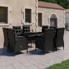 vidaXL Garten-Essgruppe 9-tlg. Schwarz