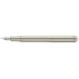 KAWECO LILIPUT Füllhalter Edelstahl I Exklusiver Stainless Steel Füllfederhalter für Tintenpatronen inklusive Retro Metallbox I Füller 12,5 cm I Federbreite: BB (Extra Breit)