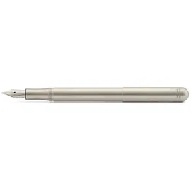 KAWECO LILIPUT Füllhalter Edelstahl I Exklusiver Stainless Steel Füllfederhalter für Tintenpatronen inklusive Retro Metallbox I Füller 12,5 cm I Federbreite: BB (Extra Breit)