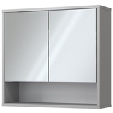 Vicco Spiegelschrank für Badezimmer Eliza 70 x 65 cm, Grau, Badezimmer, Ablage