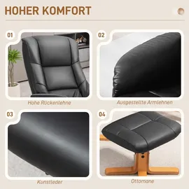 Homcom Relaxsessel Kunstleder 84 x 102 x 71 cm Schwarz mit Hocker