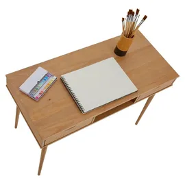 Idimex Schreibtisch Stefano Eiche farben - Bürotisch mit 2 Schubladen und Fach aus Massivholz, Home Office Tisch, moderner Arbeitstisch