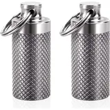 JDF - Schlüsselanhänger Pillenhalter (2 Stück), Titan Minsize Pillendose Wasserdicht Pillendose für Geldbörse oder Tasche, Tragbare kleine Pillendose Organizer Pillendose für Outdoor Reisen Camping
