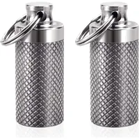 JDF - Schlüsselanhänger Pillenhalter (2 Stück), Titan Minsize Pillendose Wasserdicht Pillendose für Geldbörse oder Tasche, Tragbare kleine Pillendose Organizer Pillendose für Outdoor Reisen Camping