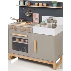MUSTERKIND® Spielküche Linum, warmgrau/natur Holz: Produktbeschreibung