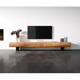 DeLife New Live-Edge Lowboard 240 cm Akazie Natur 35 cm Beige/Massivholz