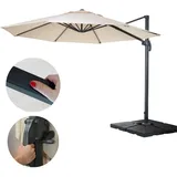 Gastro-Luxus-Ampelschirm HWC, Sonnenschirm, drehbar, Ø 4m creme mit Ständer