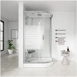 Home Deluxe Dampfdusche mit Wasserfall und Dampfsauna WHITE PEARL - 120x80 cm Rechts