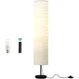 ACMHNC Papier Stehlampe LED Dimmbar, 12W Stehleuchte Wohnzimmer Mit Fernbedienung und Weiß Reispapier Lampenschirm, E27 Fassung, Max.40W, 123 Cm Retro Standleuchte Für Schlafzimmer,Büro