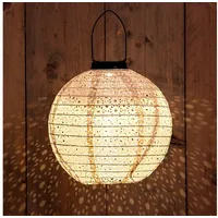 Spetebo - LED Solar Textil Lampion rund creme -