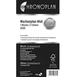 CHRONOPLAN Kalendereinlage 2025 Wochenplan Midi (9,6 x 17,2 cm)