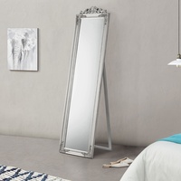 Standspiegel Ankleidespiegel Spiegel Holz Barock Landhausstil 160x40cm Silber