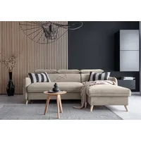 Ecksofa Sweet Harmony mit Bettfunktion Velours MO-232 Beige Ausrichtung Rechts