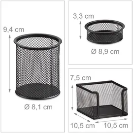 Relaxdays Schreibtisch Organizer Set 7-teilig Schwarz