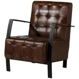 Massivmoebel24 Sessel Iron Label Leder 64 x 83 x 76 cm Braun gepolstert