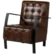 Massivmoebel24 Sessel Iron Label Leder 64 x 83 x 76 cm Braun gepolstert