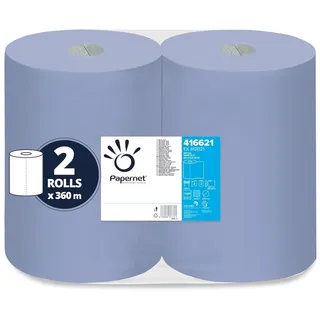 PAPERNET Industrie 2-lagig blau 360 m, 37,5x36 cm, 1000 Abrisse/Rolle, 2 Rollen