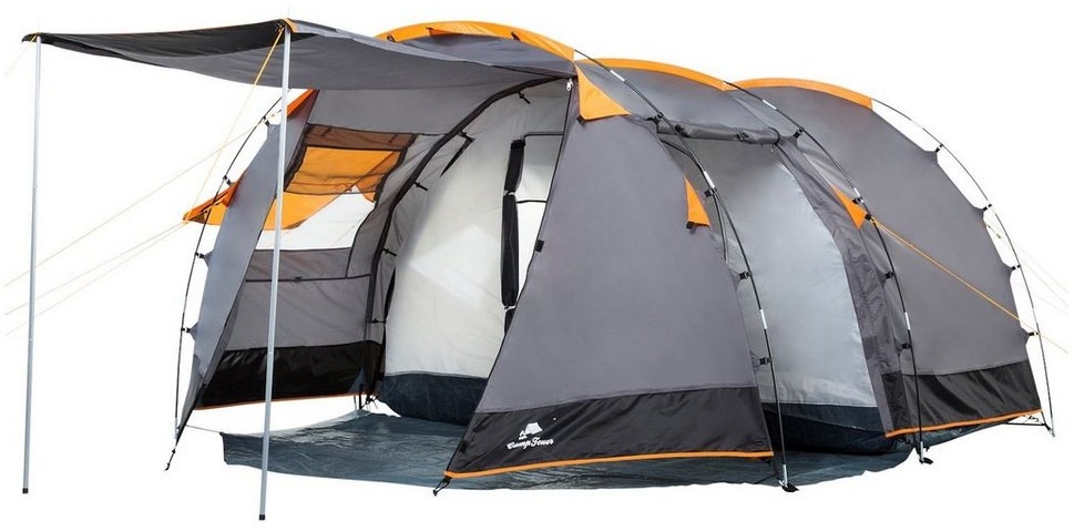 CampFeuer Kuppelzelt Zelt Super+ für 4 Personen, Grau / Schwarz, 3000 mm Wassersäule, Personen: 4 grau|schwarz