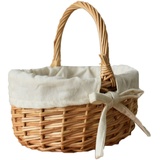 Osterkörbchen Mit Henkel Rattan Picknickkorb Geflochten Einkaufskorb Weidenkorb mit Henkel Stoffbezug Obstkorb Gewebten Aufbewahrungskorb Tragekorb Klein Autokorb (Khaki, One Size)