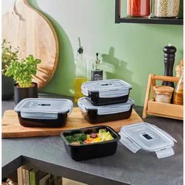 CreaTable Frischhaltedosenset rechteckig schwarz 0,82 l 2-teilig