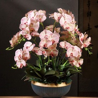 Künstliches Blumen-Set, große künstliche Blumen, Orchideen-Arrangement, gefälschte Phalaenopsis-Orchideen mit Blumenvase, 12 Zweige, Orchideen, Bonsai für Zuhause/Parlous/Hochzeitsfeier, schönes A