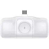 wozinsky Mini-Powerbank 5000 mAh 15 W USB-C mit integriertem USB-C-Kabel und Apple Watch Ladegerät - Weiß