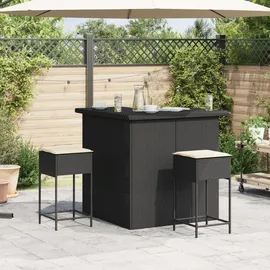 vidaXL Gartenbar Set 3-tlg. Schwarz