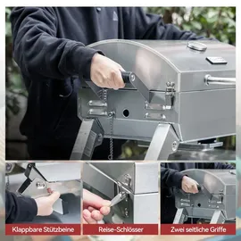 Royal Gourmet Tragbarer Gasgrill edelstahl