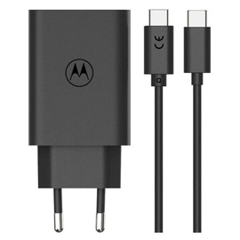 Motorola TurboPower 50W Duo USB-C + USB-A-Ladegerät mit USB-C-Kabel, Schwarz