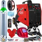 Weldman Micro MIG 200-200A Inverter MIG MAG Schweißgerät Schutzgas und Fülldraht - Mit MMA: Elektroden Schweißgerät - Kombi Schweißgerät mit Fahrwerk, Set zum Auswählen:ProfessionalPlus