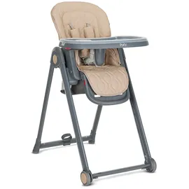 Lorelli Kinderhochstuhl PARTY Rollen Höhe Lehne Fußstütze Tisch sind einstellbar beige grau