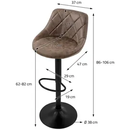 ML-Design Barhocker 2er Set aus Kunstleder, Braun, mit Rückenlehne und Fußstütze,