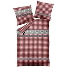 Traumschlaf Biber Landhausherzen Rot 135 x 200 cm + 80 x 80 cm