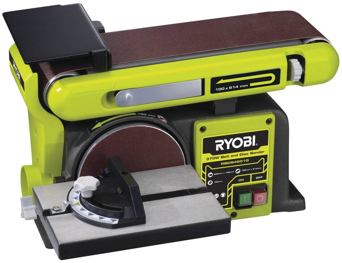 Ryobi Tisch-Schleifmaschine RBDS4601G, 375 W, Schleifband- & Schleifscheibenfunktion, Queranschlag