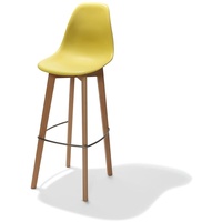 VEBA Keeve Barhocker gelb ohne armlehne, birkenholz gestell und kunststoff sitzfläche, 53x47x119cm (